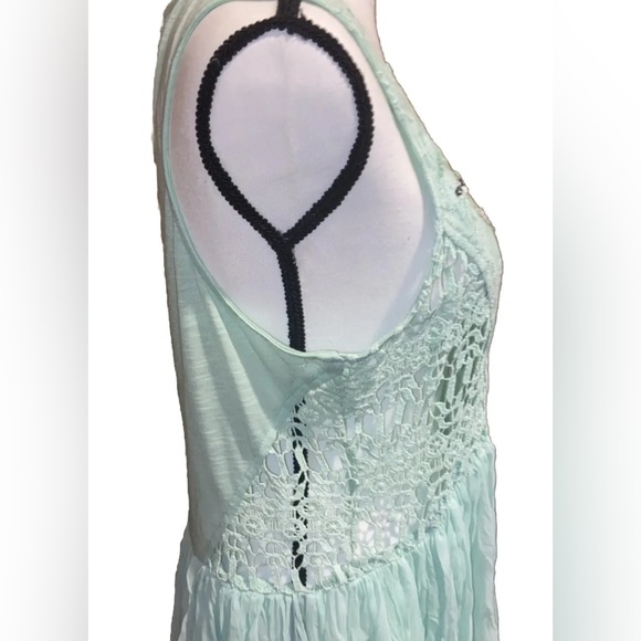 BKE Womens Large Green Sequin Pleated Lace Racerback Long Top Preowned EUC - Picture 5 of 12